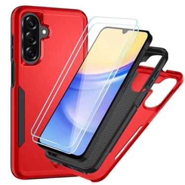 Imagem de Suncasetor Capa para Samsung Galaxy A15 5G com protetor de tela HD [proteção contra quedas de grau militar] Proteção resistente à prova de choque para Galaxy A15 5G, vermelho/preto