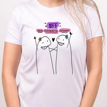 Imagem de 1 Camiseta Bonequinho Flork Meme BFF Best Fofoqueiras Forever Camisa D