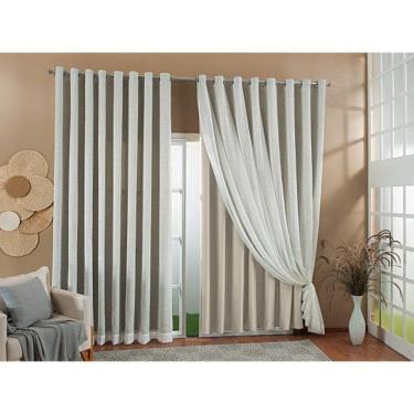 Imagem de Cortina Gaze Linho Forro Blackout 3,00X2,70 Sala E Quarto
