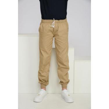 Imagem de Calça Jogger Juvenil Infantil Sarja Cargo Punho Elástico - Mitchelgutt