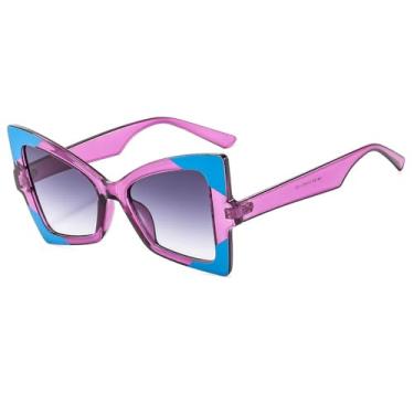 Imagem de Óculos de Sol UV400 - Olho de Gato com Degradê em Duas Cores para Homens e Mulheres, Esportivos, ao Ar Livre, Corrida e Ciclismo, Roxo