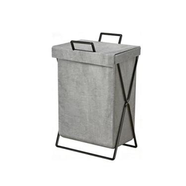 Imagem de Cesto de roupa suja, cesto de roupa suja alto dobrável com estrutura de metal X, compartimento organizador de roupas sujas de grande capacidade para dormitório de banheiro(Gray)