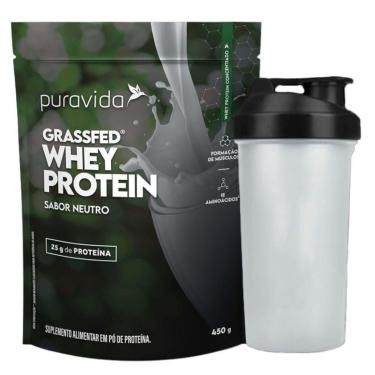 Imagem de Whey Protein Concentrado Neutro 450g Coqueteleira - PuraVida-Unissex