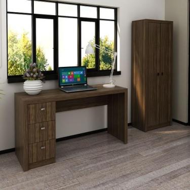 Imagem de Conjunto de Escritório com Mesa Reta com 3 Gavetas e Armário com 2 Por