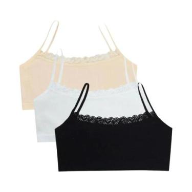 Imagem de Sutiãs De Treinamento De Renda Para Crianças 3 Peças Verão Cor Sólida 