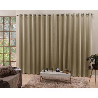 Imagem de Cortina Bege 4,00X2,30 Blackout Tecido Corta Luz 100%