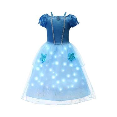 Imagem de Vestido LED Para Meninas Com Luzes Roxo E Verde Fantasia Infantil Para