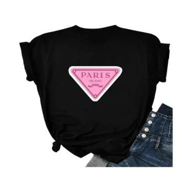 Imagem de Camiseta Feminina De Verão Estampada Casual Y2K Com Gola Redonda E Man