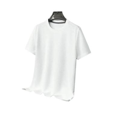 Imagem de Novo verão waffle em torno do pescoço manga curta camiseta para homem 