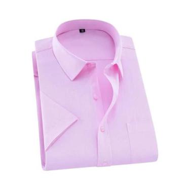 Imagem de Camisa Social Masculina De Manga Curta Em Xadrez Listrado Clássico Azu