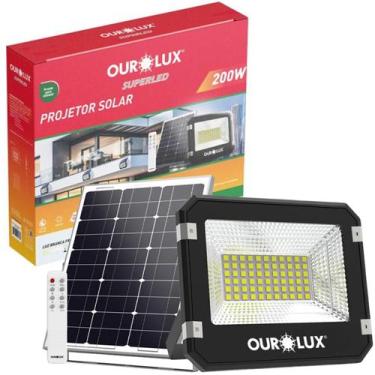 Imagem de Refletor Projetor Solar Led 200W Controle Remoto 6500K IP65 - Ourolux