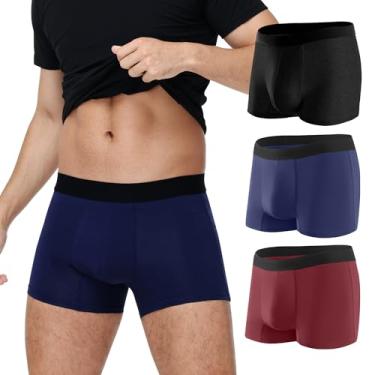 Imagem de BATTEWA Roupa íntima masculina com certificação Oeko-TEX para incontinência, respirável, à prova de vazamento, cuecas boxer protetoras de algodão, absorção de 50 ml, pacote com 3 (2GG, azul)