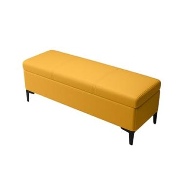 Imagem de Banqueta Retangular Com Espaço De Armazenamento Armazenamento Para Sapatos E Almofadas Pele Napa Pés Em Metal Para Banquinho(Yellow,100x40x45cm)
