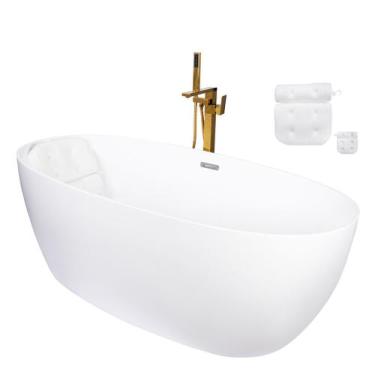 Imagem de Kit Banheira Imersão Freestanding Luxo 1.70m e Misturador Dourado - Sm