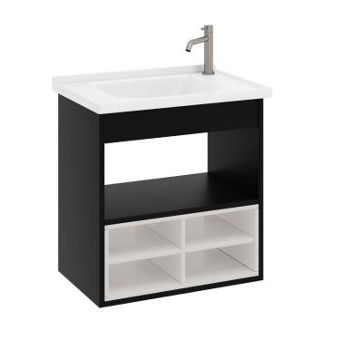 Imagem de Gabinete Armario de banheiro Alice com Nichos e Cuba - Preto Branco