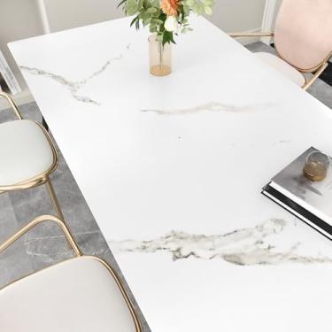 Imagem de EPPKILY Papel de contato de mármore branco fosco papel de parede de mármore cinza descascar e colar papel de contato para bancadas, gabinete, vinil, capas de balcão, papel de parede removível à prova