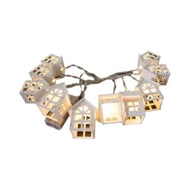 Imagem de Luzes De Natal LED Em Forma De Casa De Madeira, Lâmpada De Fada Para P
