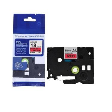 Imagem de Fita Compatível Brother Tze-441 Vermelha Letra Preta 18 Mm