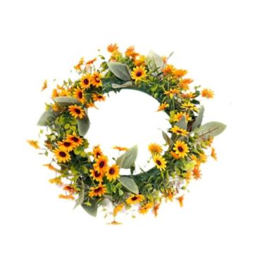 Imagem de Fiocias Guirlandas para Porta de Entrada, Guirlanda Floral Artificial Decorativa de Seda, Guirlanda para Primavera/Verão, para Janela de Café Na Primavera, Coroa de Margaridas