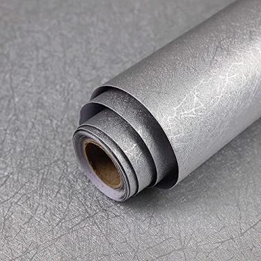 Imagem de Abyssaly Papel de parede de papel de parede autoadesivo em relevo papel de contato removível cozinha vinil texturizado armário prateleira papel cinza prata 89.9 cm x 299.7 cm