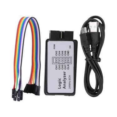 Imagem de Mini Analisador Lógico Digital Portátil 24MHz USB Com 8 Canais De Entr