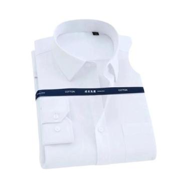 Imagem de Camisa Social Masculina plus Size De Manga Longa 100% Algodão Branca E