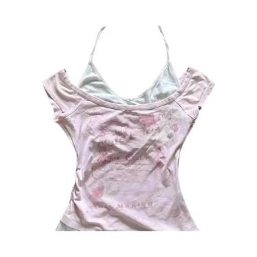 Imagem de Camiseta Verde Y2K Punk Para Mulheres, Top Casual Vintage Doce E Sexy 