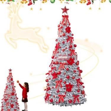 Imagem de Árvore de Natal artificial, decorações artificiais reutilizáveis sem luzes – árvore de Natal lápis – para festa de aniversário de Ação de Graças, escritórios, casa, quintal, quintal, jardim, gramado