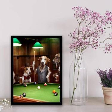 Imagem de Quadro Cachorros Jogando Sinuca 45X34Cm Preta