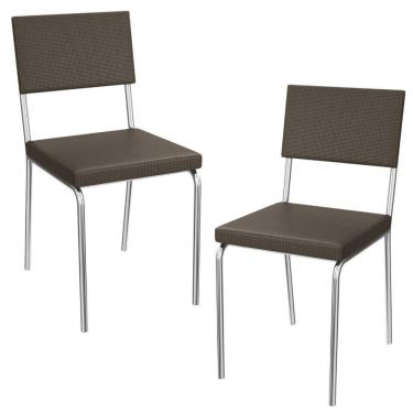 Imagem de Kit 2 Cadeiras Cromada Sala Jantar 2c128cr Corino Kappesberg Marrom