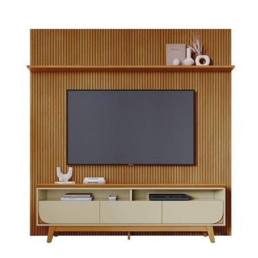 Imagem de Composição Luna Bancada E Painel Para Tv 75 Polegadas Com Portas - Madetec Cumaru Opala