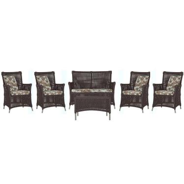 Imagem de Jogo Sofá 4 Poltronas E Mesa Igapó Fendi E6 Trama Original Marrom