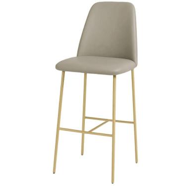 Imagem de Banqueta Turquia Couro Areia Em Metal Dourado