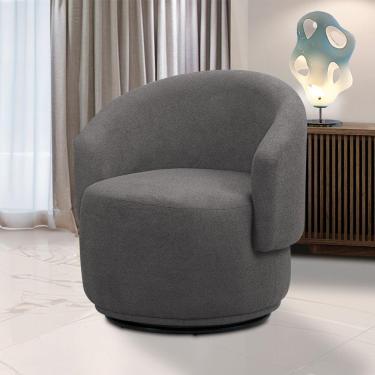 Imagem de Poltrona Decorativa Orgânica Giratória Névoa Bouclê E03 - D'rossi Cor Cinza Escuro