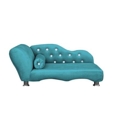 Imagem de Cama Caminha Diva Pet Veludo Strass Turquesa Dvinn Turquesa - DIVINI