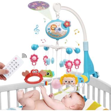 Imagem de Berço móvel LKNUIYIE com música, luz, controle remoto e temporizador
