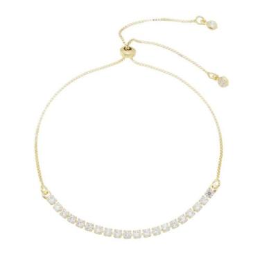 Imagem de Pulseira folheada a ouro 18k ajustável riviera chiara mini zircônias c