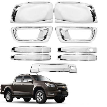 Imagem de Kit Aplique Cromado Maçaneta Retrovisor Traseira Moldura Milha S10 2012 à 2016