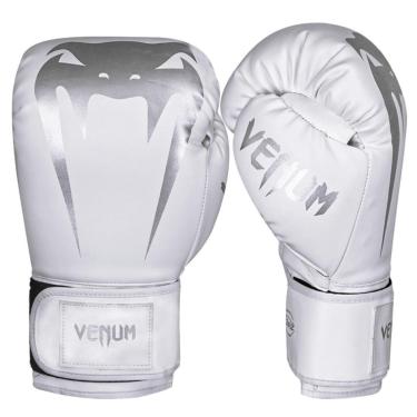 Imagem de Luva de Boxe Venum Giant Full Logo Pro White Silver-Unissex