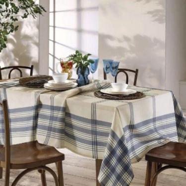 Imagem de Toalha de Mesa Dohler Renova Luna Xadrez Azul e Creme Clean Limpa Fáci