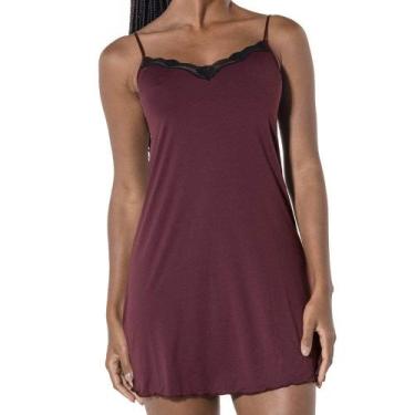 Imagem de Camisola Curta Vinho DeMillus 30449 Coleção Cecile, Vinho, 50