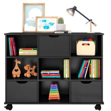 Imagem de Nicho Organizador Multifuncional Com Rodízios Toys Q01 3 Gavetas Preto - Mpozenato
