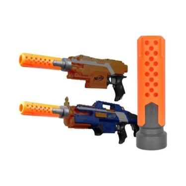 Imagem de Acessório De Silenciador Para Arma Nerf Laranja E Cinza, Peça De Brinq