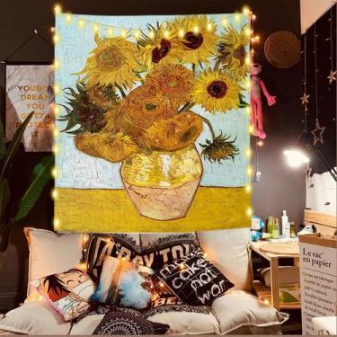 Imagem de Tapeçaria Van Goghs Pintura a óleo Girassol 100x70cm Microfabric - yiw