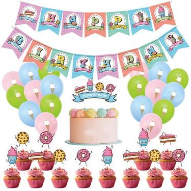 Imagem de Kit de balão Ice Cream Donut, 32 peças de festa de látex com acessório