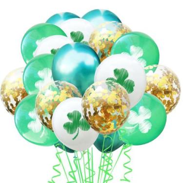 Imagem de Kit de balões de festa com estampa de trevo, látex, 12 polegadas, 63 u