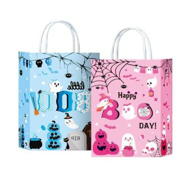 Imagem de Conjunto de sacolas de presente com alça de papel kraft de Halloween, 