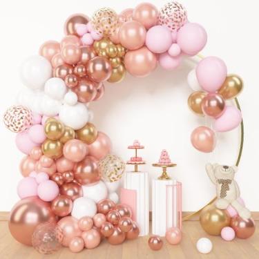 Imagem de Kit de Arco de Guirnalda de Globos Amandir 150 piezas Oro Rosa Rosa Bl