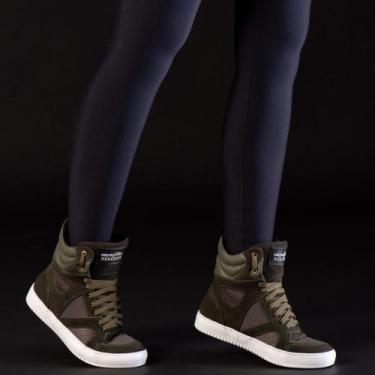 Imagem de Tênis Sneaker FITNESS Asher em Couro Legitimo, Oliva, 39