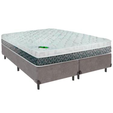 Imagem de Cama Box Queen e Colchão Aspen Molas Ensacadas Luckspuma Cinza